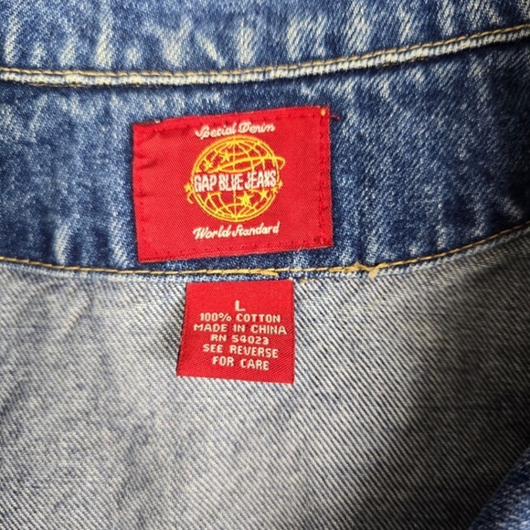 GAP- Vintage 1996 Limited Edition Starburst Embroidered Crop Jeans Jacket Sz L - Picture 4 of 7